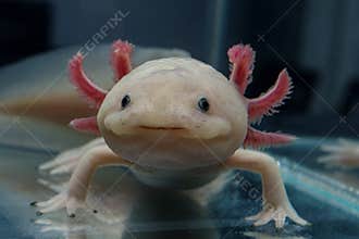 Close-up of an axolotl. Mexican ambistoma