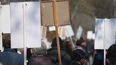 Huge protest Italy. Crowd Italian people picket. Strike Protest Action. Activism