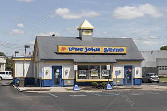 Long John Silver`s fast food restaurant. Long John Silver`s specializes in fried fish meals