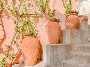 Unique street views of Handmade potteries in Positano / Amalfi Coast, Italy, Europe