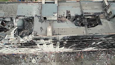 Bombed civilian buildings in Mariupol. Ukraine war.
