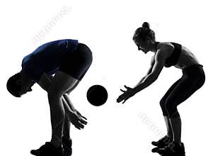 Couple woman man exercising workout