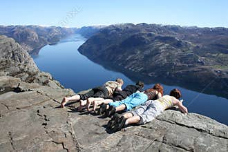 People looking down at pulpit
