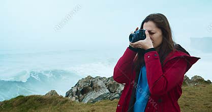 Travel blogger shoot epic storm big waves on her vacations trip