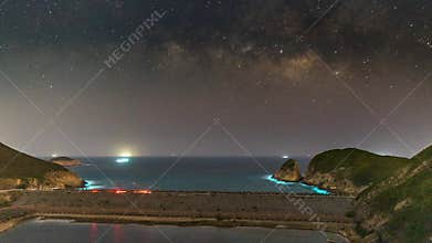 Milky Way over the famous east dam, Hong Kong