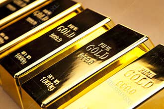 Gold bars closeup top view