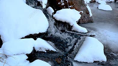 High Elevation Stream Beginning to Freeze