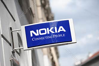 Sign of the NOKIA store in Helsinki