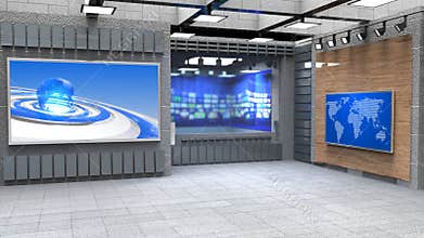 3D Virtual News Studio Background