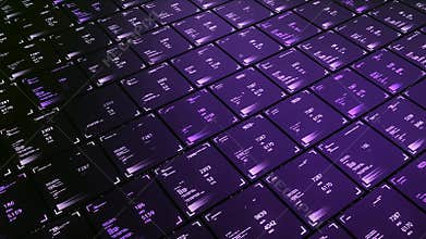 3D cells with numbers. Animation. Futuristic background with computer data in 3D cells. Changing numbers in cells moving
