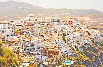 Thira the capital of Santorini, Greece.
