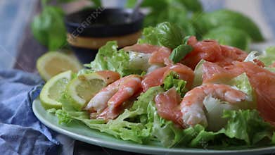 Salmon and prawn salad