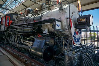 Mogul steam locomotive number 1673, built in 1900, now at Tucson, Arizona railroad depot