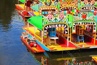Trajineras or boats of xochimilco located in mexico city IX