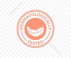 Dermatologically tested icon, moisturizer cosmetics and hypoallergenic products logo tag, dermatology clinically approved stamp