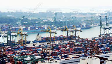 View of the Singapore harbour