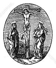 Vintage Antique Religious Biblical Drawing or Engraving of Jesus and 12th or Twelfth Station of the Cross or Way of the