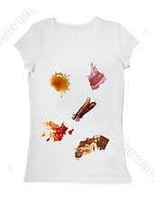 food stains on a t shirt