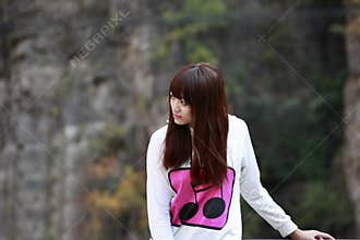 Asia girl relaxing outside