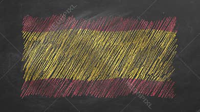 Chalk drawn and animated flag of Spain