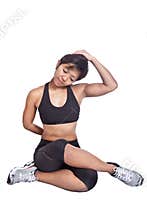 Fitness trainer doing stretching