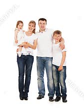 Happy family isolated over white background