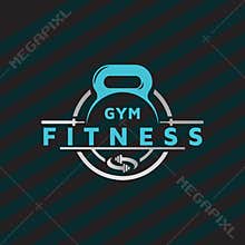 The Tradition, Strength in quality with dumbbell icon. Virtual CrossFit and fitness vector official logo template