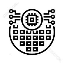 electronic chip semiconductor manufacturing line icon vector illustration