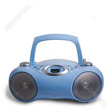 Blue stereo mp3 radio cassette recorder isolated