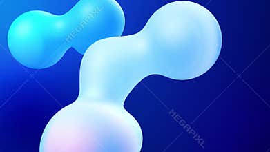 3d abstract background with droplets of molten wax merge and fly apart drops in liquid. Subsurface scattering material