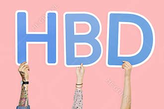 Hands holding the abbreviation HBD