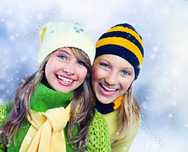 Winter Teenage Girls outdoors
