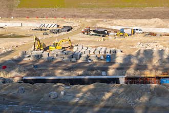 The construction site of the canal connecting the Vistula Lagoon with the Baltic Sea