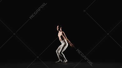 Male ballet dancer performs acrobatic element