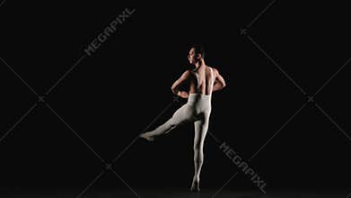 Male ballet dancer spins on his leg