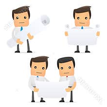 Set of funny cartoon manager