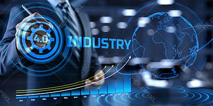 Smart Industry 4.0 Modern innovation manufacturing technology concept on screen