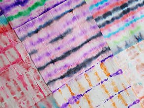 Tie Dye Patchwork. Ethnic Texture. Floral Psychedelic Borders. White Mottled Ornament. Abstract Bohemian Tile. Multicolor Tie Dye