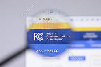 New York, USA - 26 April 2021: Federal Communications Commission FCC logo close-up on website page, Illustrative Editorial