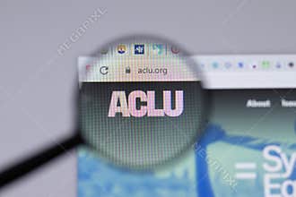 New York, USA - 26 April 2021: American Civil Liberties Union ACLU logo close-up on website page, Illustrative Editorial
