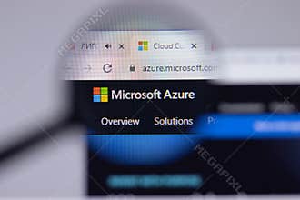 New York, USA - 26 April 2021: Microsoft Azure logo close-up on website page, Illustrative Editorial