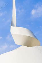 Sharjah, UAE - 09.07.2021 - Monument known as The Scroll that placed close to House of Wisdom library. Concept