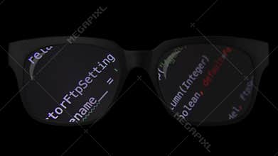 Scrolling Software Reflected In A Pair Of Glasses