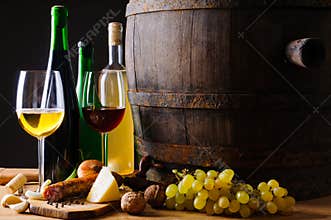 Dinner with wine and traditional food