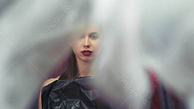 plastic pollution eco fashion woman waste garbage