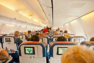 Inside an airplane