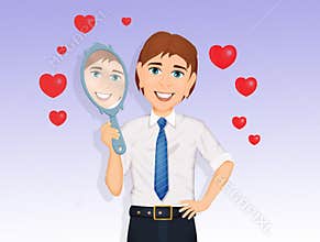 Illustration of narcissist man