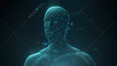 Facial recognition and biometric medical research concept