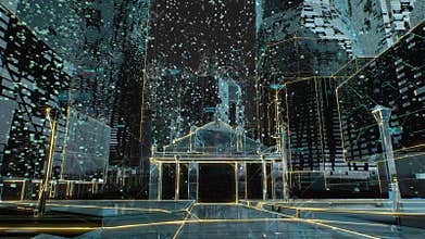 Artificial intelligence scanning the city. Augmented Reality