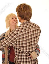 Happy young couple embracing